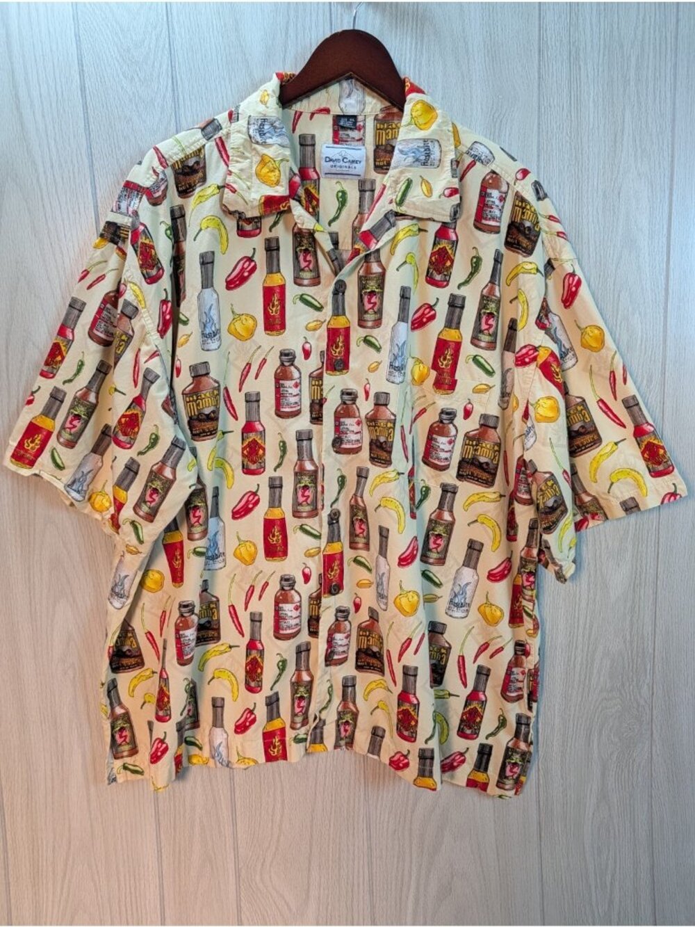 David Carey Button Up Short Sleeve Sz 3XL Hot Sauce & Peppers